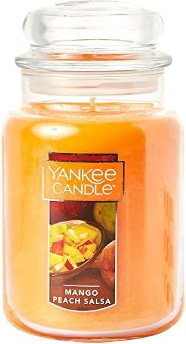 Yankee Candle Mango Peach Salsa Scented, Classic 22oz Large Jar Single Wick Candle, Over 110 Hours of Burn Time