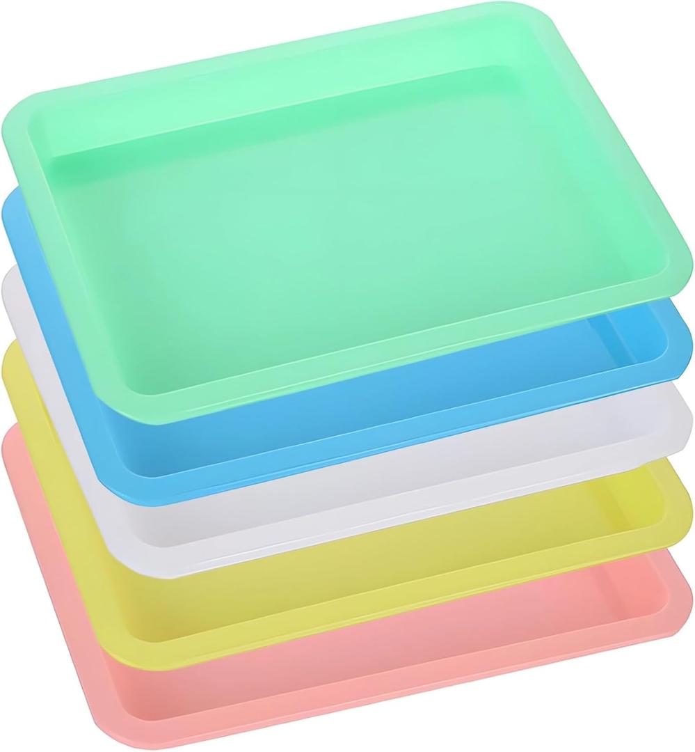 5 Pcs Plastic Art Trays, Beading Trays for Jewelry Making, 9.5 x 7.1 Activity Craft Sand Tray, Colorful Rectangular Craft Tray for Painting Beads Office DIY Projects (A5 Size)