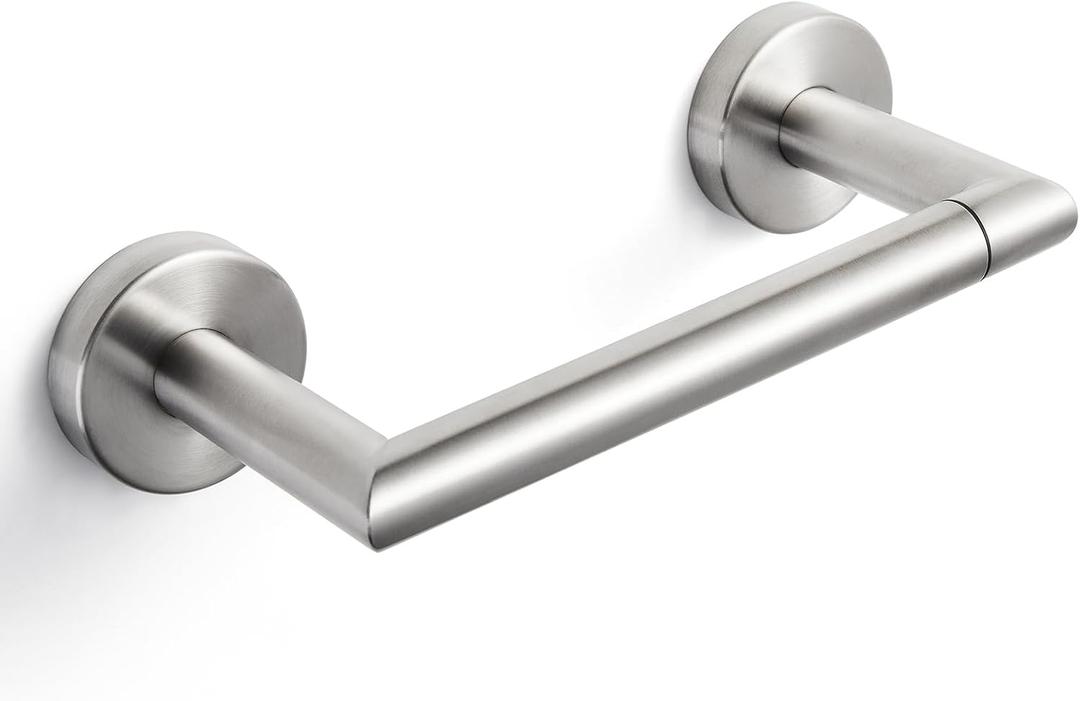 JunSun Toilet Paper Holder Brushed Nickel Pivoting Toilet Paper Roll Holder Brushed Toilet Paper Holder Stainless Steel Modern Bathroom Tissue Holder Mega Roll Holder for RV Wooden Cabinet Wall Mount (Brushed Nickel)