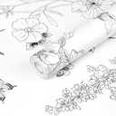 2 x Peel and Stick Wallpaper Black and White Contact Paper Floral Bird Wallpaper Boho Removable Wallpaper Decorative Self Adhesive Wallpaper Contact Paper for Cabinets Wall Paper 17.3" x 118"