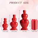 WDS WONDROUS Taper Candle Holder Set of 3 - Valentine's Day Candlestick Holders Wedding Decor, Red Heart Ceramic Candle Sticks Holders for Table Farmhouse Decor Romantic Housewarming Gift