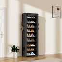LANTEFUL Narrow Shoe Rack with Cover 10 Tier Tall Shoe Rack Organizer Large Capacity Shoe Shelf Storage 18-22 Pairs Space Saving Free Standing Shoe Storage Organizer for Closet, Entryway, Dorm, Black