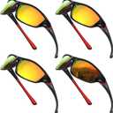 TOODOO 4 Pairs Men Polarized Sunglasses with UV Protection Driving Glasses Sports for Sport Outdoor Activities (Romantic Colors)