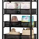 5 Tier Rolling Cart with Wheels and Handle,Rolling Storage Cart for Office, Living Room, Laundry Room,Kitchen,Bathroom,Black