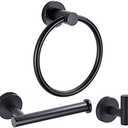 3 Pieces Bathroom Kit Accessories Set Restroom Towel Holder Toilet Paper Holder and Hook Set SUS 304 Stainless Steel Bathroom Hardware Set (Matte Black)