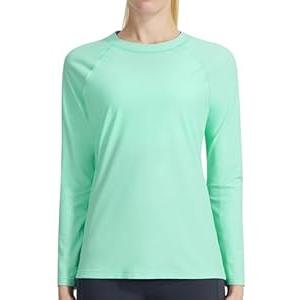 KPSUN Womens Long Sleeve Rash Guard UPF 50+ Swim Shirts Sun Uv Protection Surfing Top for Beach Swimming Quick Dry Light Green, Large