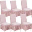 Elastic Dining Chair Covers 6 Pack - Stretch Washable Chair Slipcovers with Skirt Universal Fit for Home, Party for Kitchen, Holiday Decor (Mauve, 6 Pack)