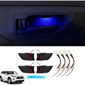 Powerty Compatible with LED Light 2020-2025 2026 Toyota Highlander Accessories Inner Door Handle Bowl Mood Lighting Decorative Interior Lamp 4PCS Blue