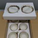 LETAOTAO Cappuccino Cups with Saucers, 7 oz Porcelain Double Espresso Cups Set, Ceramic Turkish Coffee Cups with Gold Trim, Tea Cups Set of 6, Cafe Cups for Latte, Mocha, Au Lait, White