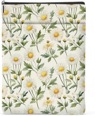 Daisy Flowers Book Sleeve Daisies Book Cover Watercolor Floral Book Protector with Zipper Christmas Birthday Gifts for Women Girls Readers Friends Niece Book Lovers Gifts Book Accessories 2 PACK