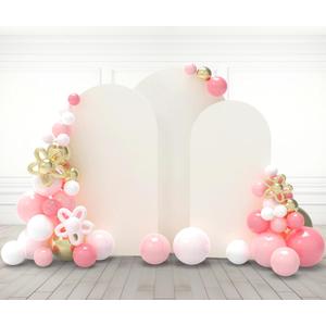 Babenest Ivory Wedding Arch Cover Set of 3, Spandex Fitted Arch Backdrop Cover for Photo, Round Top Chiara Stand Cover for Party Birthday Baby Shower Background Decoration6.6FT/7.2FT/8FT