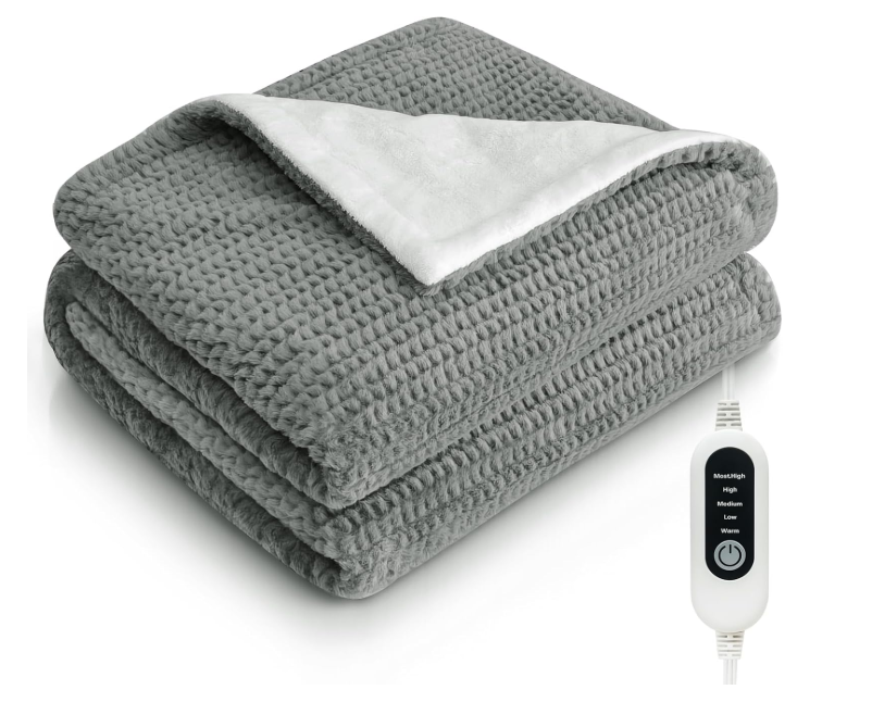 Heated Blanket Electric Throw Blanket with 5 Heat Settings, 10H AutoOff, 50"x60" Soft Wave Fleece for Couch, Bed & Office, ETL Certified