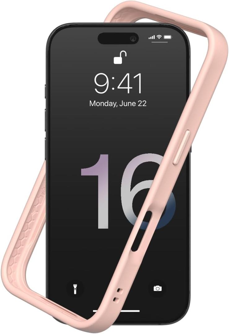 RhinoShield Bumper Case Compatible with iPhone 16 Pro | CrashGuard - Shockproof Slim Design Protective with Military Grade Drop Protection - Blush Pink