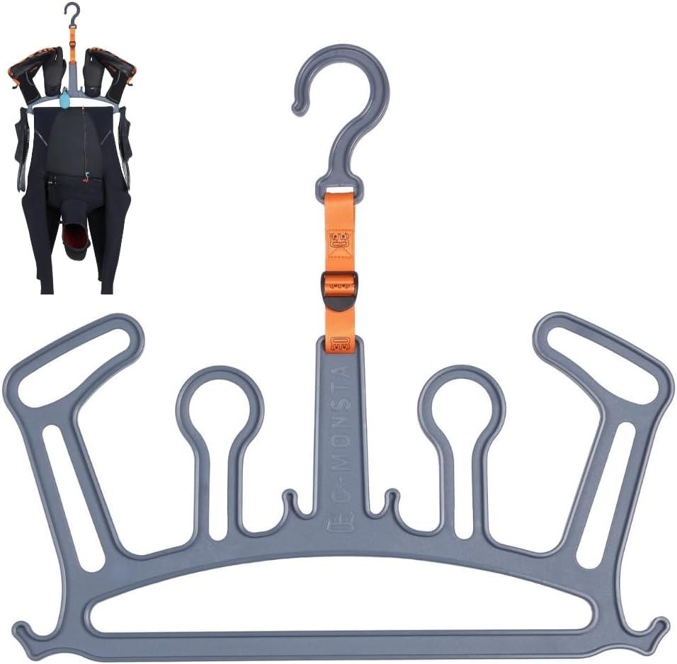 c-monsta Wetsuit Hanger is a Quick Drying Heavy Duty Hanger for Wetsuit, Gloves and Boots (V2 Grey)