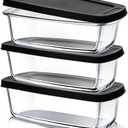 EATEX Glass Bread Pans for Homemade Bread Baking, 1.9 Qt Deep Glass Food Storage Containers with Lids Glass, 3 Glass Bread Loaf Pans 3 Airtight Lids