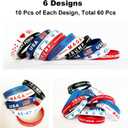 Trump Bracelets 60pcs, Make Amarica Great Again American Flag Wristband, USA Veterans Day Patriotic Party Accessories, Fourth 4th of July Red White and Blue Decoration Memorial Day Favors
