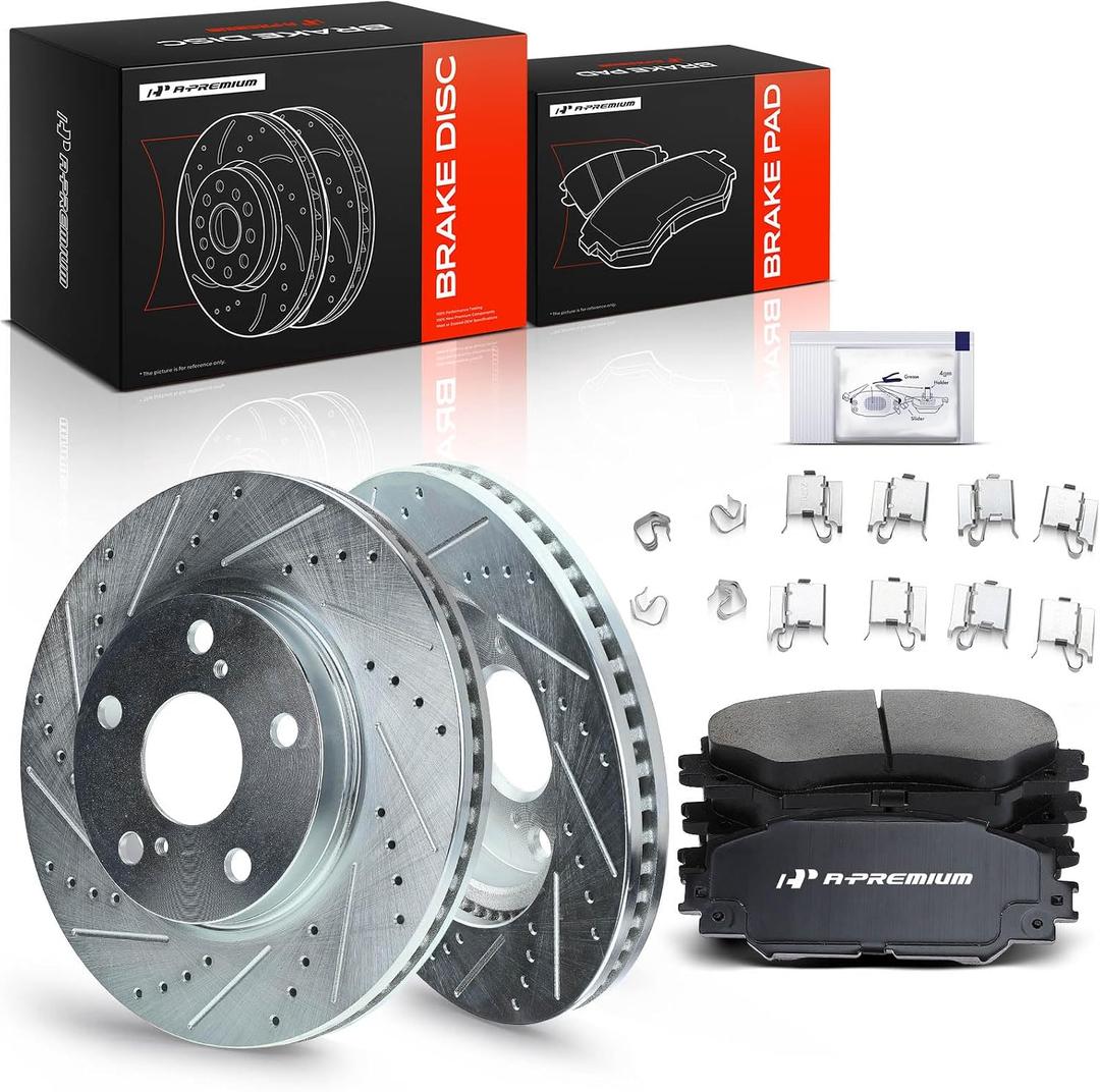 A-Premium 10.82 inch (275mm) Front Brake Rotors & Ceramic Pads Kit, 6-Pack