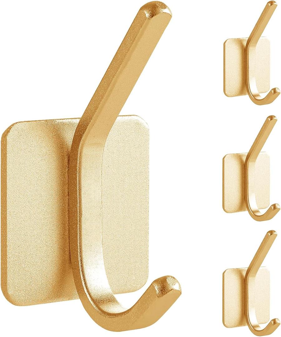 Paoli Heavy Duty Self Adhesive Hooks - Sturdy Self Adhesive Hooks for Home, School and Office Easy to Fit and Remove,With a Maximum Load Capacity of 30lb (4 PC) (Gold)