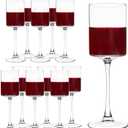 Square Wine Glasses Set of 12,10oz Large Champagne Flute, Square Unique White & Red Wine Goblets, Dishwasher-safe Clear (12)