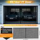 Sliding Garage Door Screen 2 Car 16x7Ft, Retractable Garage Screen Door with Track Closure, Heavy Duty Fiberglass Mesh Garage Net Screen, Keep Annoying Animals Out, Easy Assembly Privacy Protection