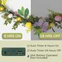 6FT Easter Garland for Mantle, Lighted Egg Garland with Butterfly Flower, Faux Greenery Spring with Timer for Summer Fireplace Outdoor Decorations