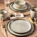 GBHOME Dinnerware Sets for 6, 18 Pieces Stoneware Plates and Bowls Sets, Scratch Resistant Dishes, Dishwasher & Microwave Safe, Reactive Glaze