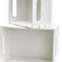Hampton Art Wood Crates Nested 2 Pack, White Wooden Storage Crates for Home Dcor, Crafts, Organizing, Display, and Keepsakes