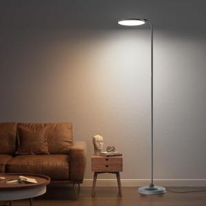36W LED Floor Lamp, Super Bright Standing Lamp, Modern Stepless Dimmable Torchiere Lamp with Remote Control, 350Rotating Head Reading Floor Lamp for Living Room, Bedroom, Office - Gunmetal
