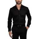 Vince Camuto Slim Fit Cotton Stretch Long Sleeve Dress Shirt for Men Spread Collar Shirts Mens Formal Premium Fabric Black M