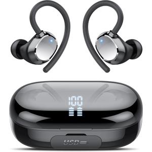 Wireless Earbuds, 128Hrs Bluetooth 5.3 Headphones Sport, Bluetooth Earbuds with ENC Noise Canceling Mic, Bass Stereo Wireless Earphones, IP7 Waterproof Over Ear Buds with Earhooks for Fitness/Running
