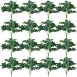 Tigeen 16 Pcs Artificial Palm Leaves Tree 33 Inch Tall Tropical Plant Outdoor Extra Large Palm Leaf with Stem Fake Faux Imitation Greenery Bush Branch for Wedding Arrangement Office Party Indoor