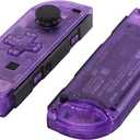 eXtremeRate Clear Atomic Purple Joycon Handheld Controller Housing (D-Pad Version) with Full Buttons, DIY Replacement Shell Case for Nintendo Switch & Switch OLED Joy-Con Console Shell NOT Included