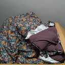 Full Comforter Set - 7 Pieces Ruffle Purple Ditzy Bedding Sets, Shabby Chic Farmhouse Bed in a Bag with Ruffle Comforter, Sheets, Pillowcases & Shams