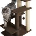 4-Step Pet Steps for Cats/Dogs, Cat Stairs with Sisal Scratching Post, Cat Steps for Older Cats with Enlarge Perch, Pet Stairs for High Bed and Couch, Brown