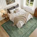 Lofus Green Boho Floral Rug 9x12, Washable Large Living Room Area Rugs