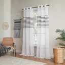 Dainty Home Curtains Linen Textured Sheer Light Filtering Semi Sheer Curtains 84 inches Long Half Privacy Window Drapes for Living Room Bedroom Dining 2 Panels Set 76" x 84"
