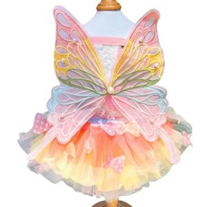 Summer Pet Princess Clothes Pet Dog Rainbow Butterfly Dress, Summer Dog Wedding Skirts Cat Dresses(M,Rainbow)