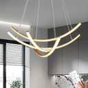Led Modern Pendant Light with Remote Control, 3 Linear Lights led Chandelier Dimmable Hanging Pendant Lighting for Living Dinning Room Staircase Entry Foyer Restaurant (4-Light Gold)