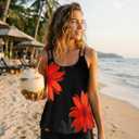 Urchics 2026 Women Two Piece Tankini Swimsuit Tummy Control Plus Size Long Torso Top and High Waisted Boyshorts Bathing Suits (Black, XL)