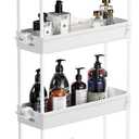 SOLEJAZZ Slim Rolling Storage Cart with Wheels 4 Tier Skinny Bathroom Storage Organizer Narrow Shelf Unit Thin Laundry Room Utility Cart for Bedside Kitchen Office Next to Fridge Small Places, White (4-Tier, 4.76"D)