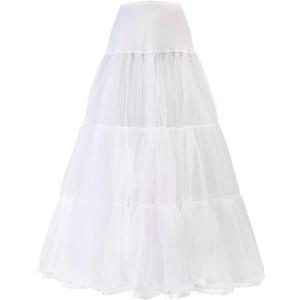 VanRose Women's Ankle Length Petticoat Bridal Wedding Slip Hoopless Crinoline Underskirt (White, XL)