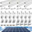 Mindoub Solar Panel Mounting Rail Kit for 5 x 320W Panels, Includes 8 x 47.2 Aluminum Rails, Adjustable Clamps, L-Brackets & Grounding Lugs, Universal Racking for Metal, Tile, Shingle Roof