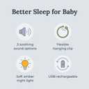 Yogasleep Hushh Portable White Noise Sound Machine for Baby, 3 Soothing Natural Sounds with Volume Control, Compact Size, Noise Canceling for Sleep Aid, Office Privacy, & Meditation, Registry Gift