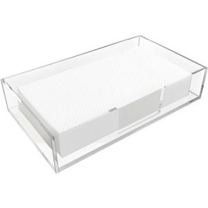 Acrylic Guest Towel Napkin Holder,Clear Bathroom Paper Hand Towels Storage Tray,Disposable Towel Holder for Bathroom,Kitchen,Parties,Weddings,Vertical Modern Napkin Dispenser for Home,Hotel,Office (9.5"D x 5.5"W x 2"H, Transparent)