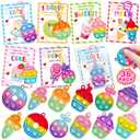 Jumlys Valentines Day Cards for Kids School, 34 Pack Dessert Pop Fidget Keychains Bulk, Valentine Day Party Favors for Boys Girls, Ideal Exchange Cards for Classroom