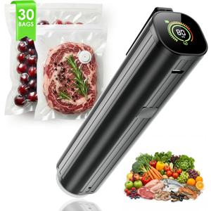 Vacuum Sealer, Portable handheld Vacuum Sealer + 30 Reusable Vacuum Bags, Portable Food Sealer, With LED pressure display