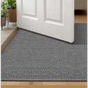 Color&Geometry Ultra-Thin Indoor Door Mat, 22.6"x31.5" Low-Profile Non-Slip Entryway Rug with Modern Geometric Texture Washable Doormat for Entrance Front Door,Heather Light Grey(Rolled-up NO Creases), 1'11" X 2'8"