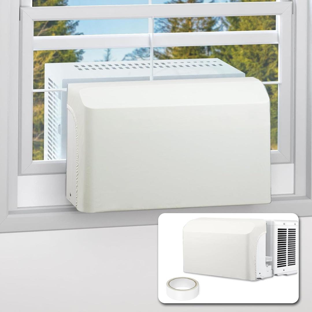 BJADE'S Indoor Window AC Cover for U-Shaped Window Air Conditioner Unit,Dustproof & Windproof Inside Window AC Protection Cover,White