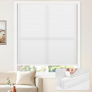 LazBlinds Cordless Cellular Blinds, No Drill Light Filtering Honeycomb Shades for Indoor Windows, Insulated UV Protection Cellular Shades, Easy Inside Mount, 27" W x 48" H, White
