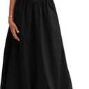 BTFBM Women's 2025 Summer Casual Sleeveless Midi Dress Patchwork Knit Tank Bubble Long Flowy Beach Maxi Sundress Pockets (Black, S)